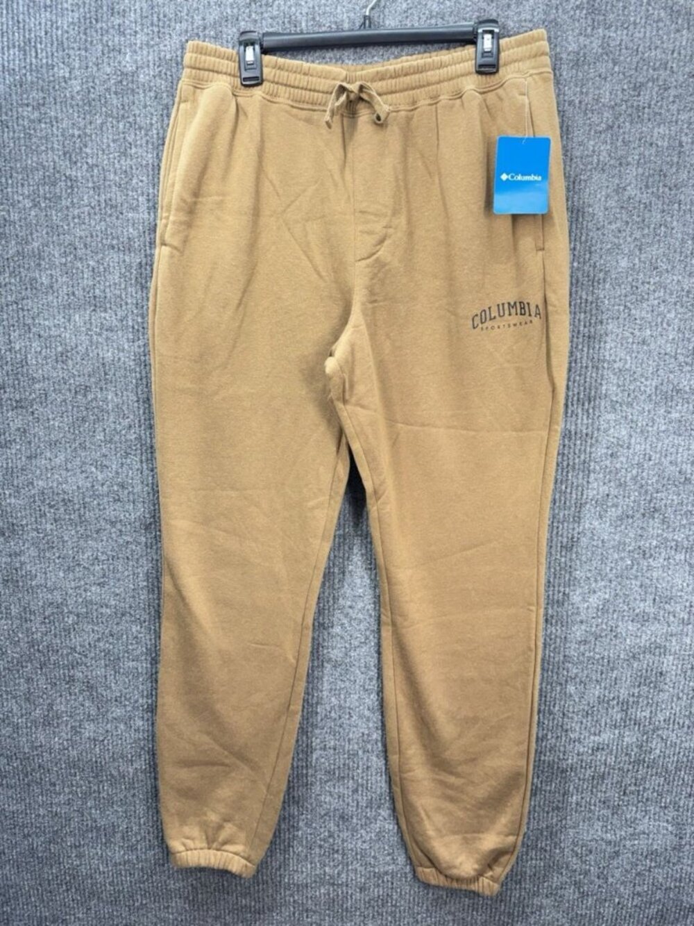 Columbia Trek Joggers Mens Large Tan Sweatpants Drawstring Pockets Logo NEW - Picture 1 of 10